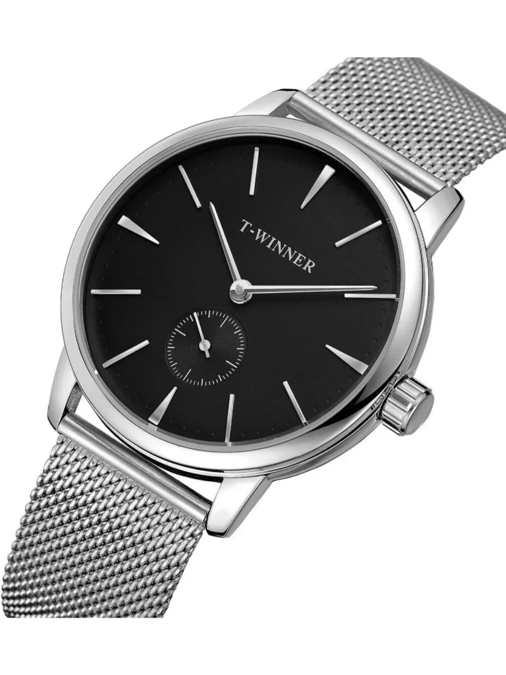 Men's Black Silver Beige Analog Sport Style Mechanical Hand-Wind Wrist Watch